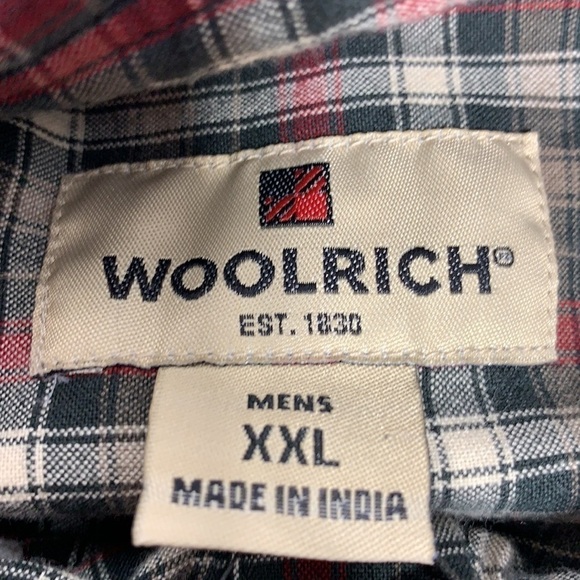MEN'S Woolrich Milepost Red Black Plaid Button Down Long Sleeve Shirt Size XXL - Picture 4 of 6